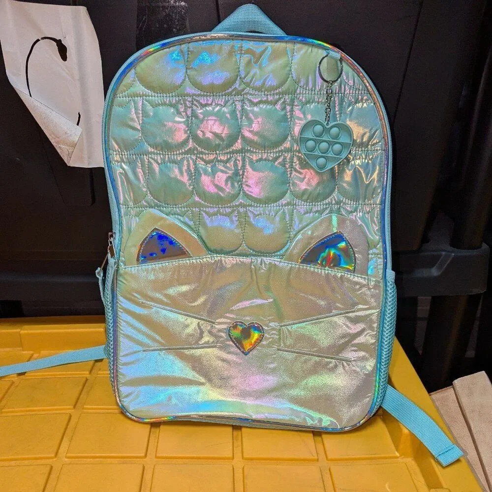 Accessory Innovations Metallic Green Cat Aqua Backpack bookbag with‎ Pop toy